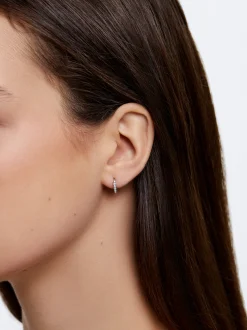 925 Silver Hoop Earrings With Pearls|Parfois Flash Sale