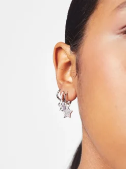 925 Silver Hoop Earrings With Pearls|Parfois Flash Sale