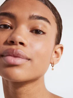 925 Silver Hoop Earrings With Star|Parfois Clearance