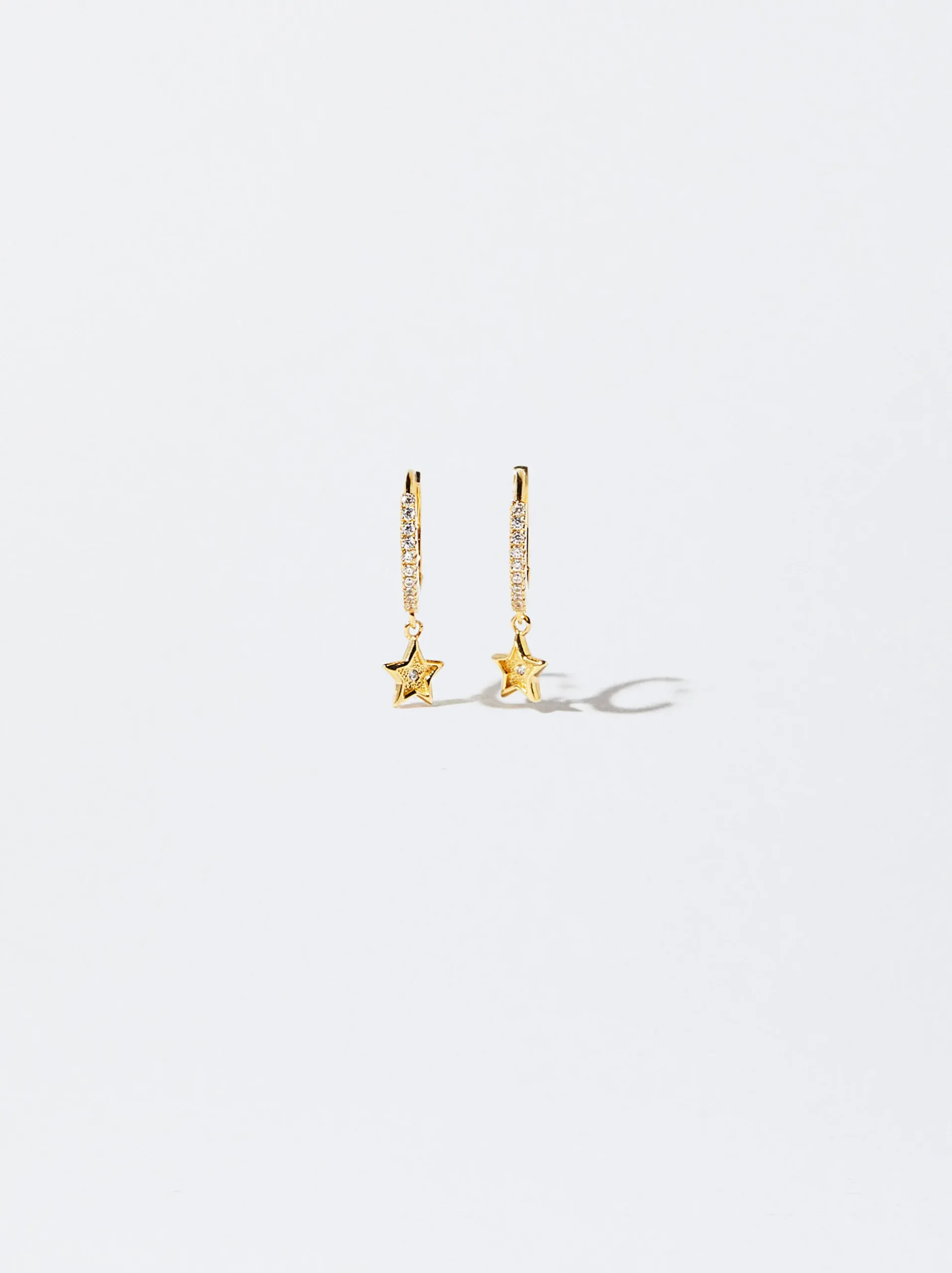 925 Silver Hoop Earrings With Star|Parfois Clearance