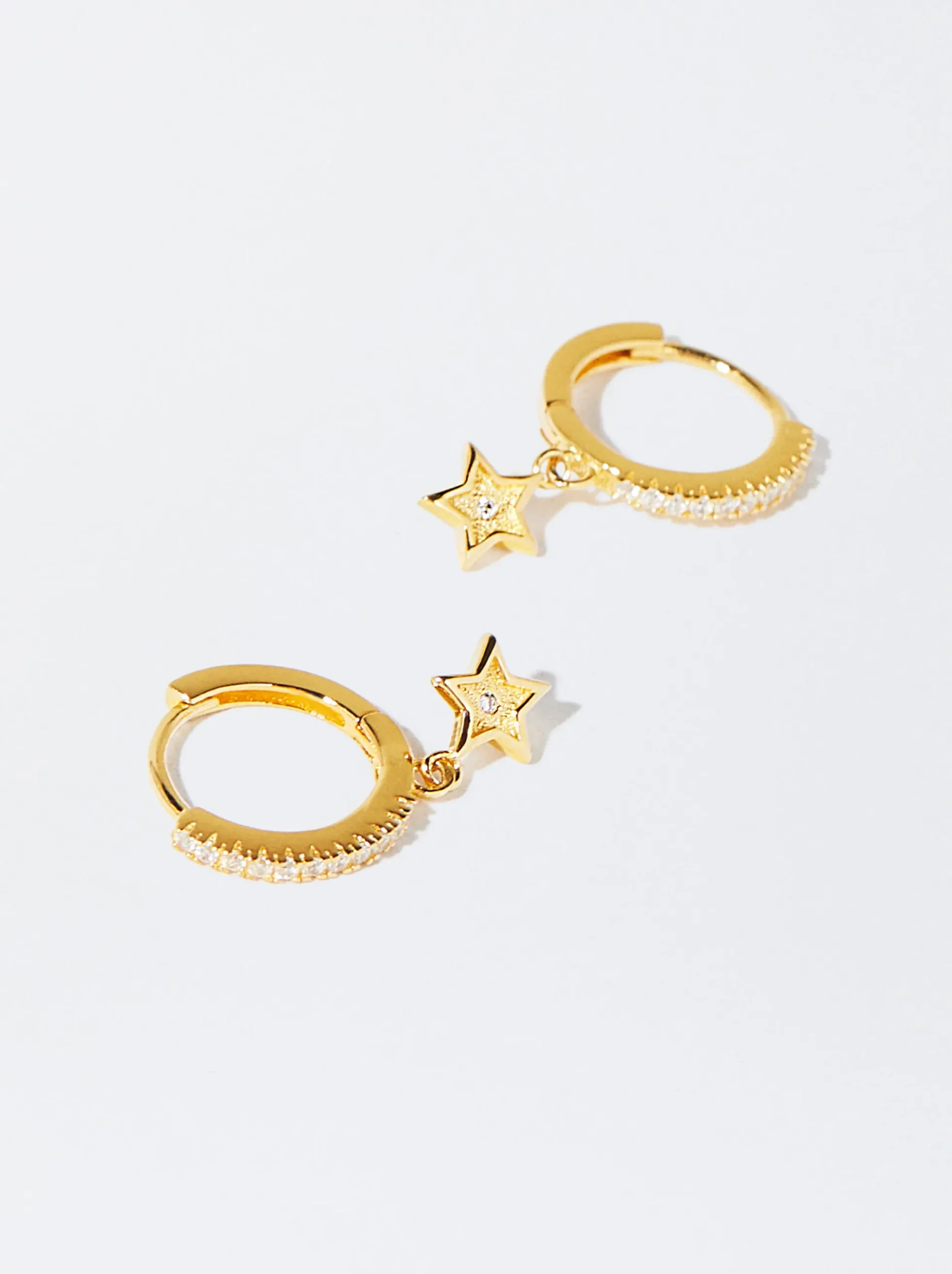 925 Silver Hoop Earrings With Star|Parfois Clearance