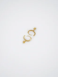 925 Silver Hoop Earrings With Star|Parfois Clearance