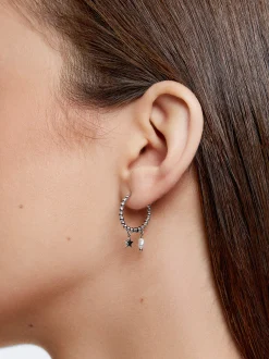 925 Silver Hoop Earrings With Freshwater Pearl|Parfois Shop