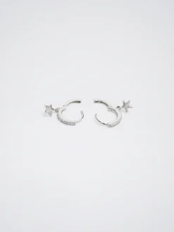 925 Hoop Earrings With Star|Parfois Best Sale