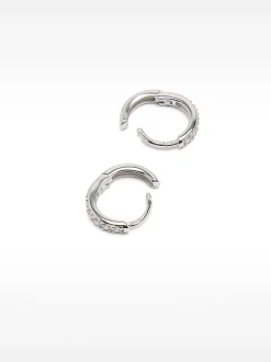 925 Sterling Hoops With Zirconia|Parfois Outlet