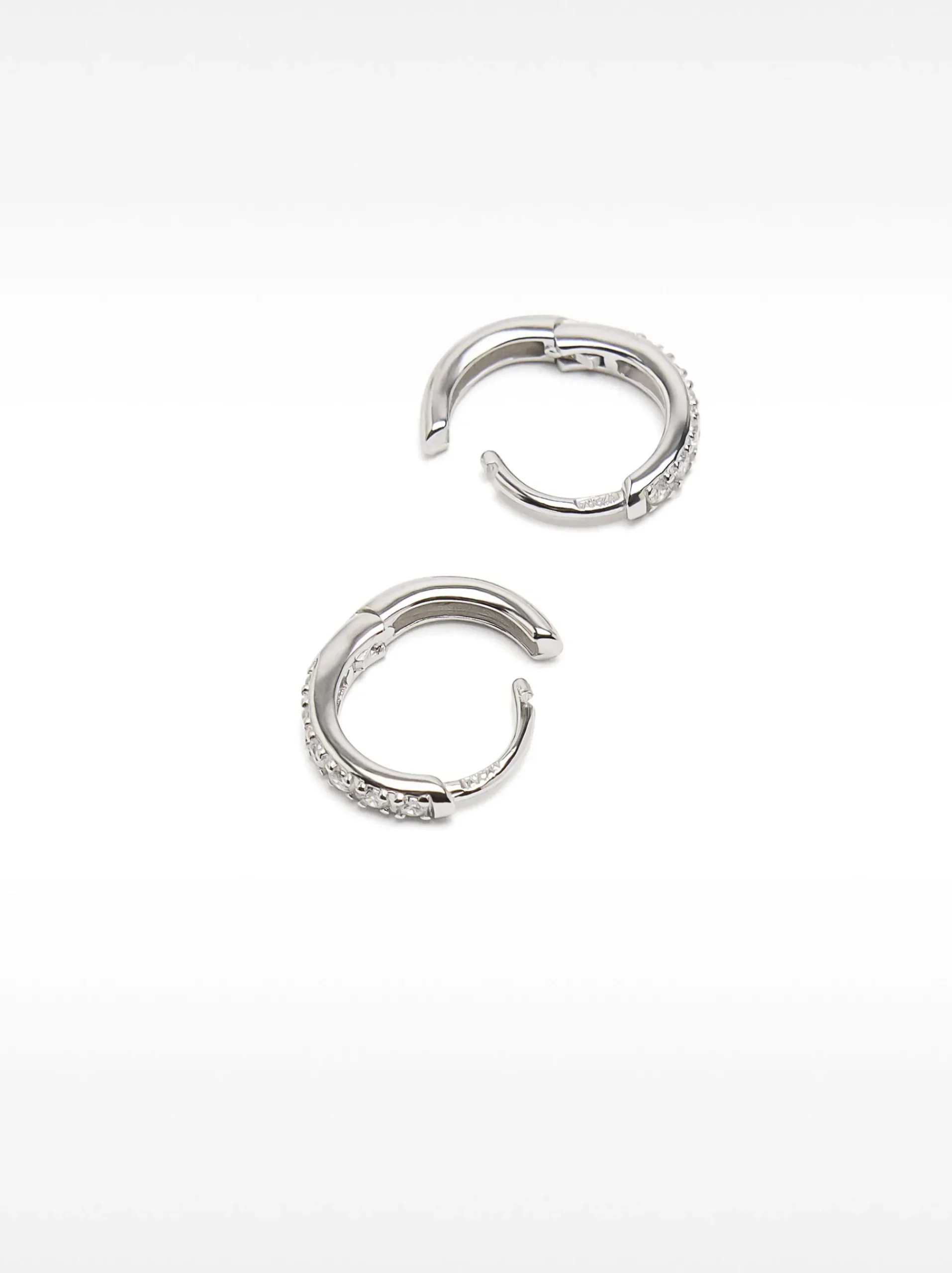 925 Sterling Hoops With Zirconia|Parfois Outlet