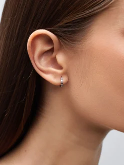 925 Sterling Hoops With Zirconia|Parfois Online
