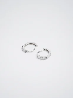 925 Sterling Hoops With Zirconia|Parfois Online