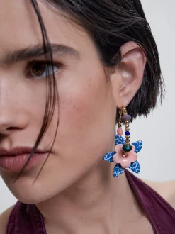 Ceramic Flower Hoop Earrings|Parfois Clearance
