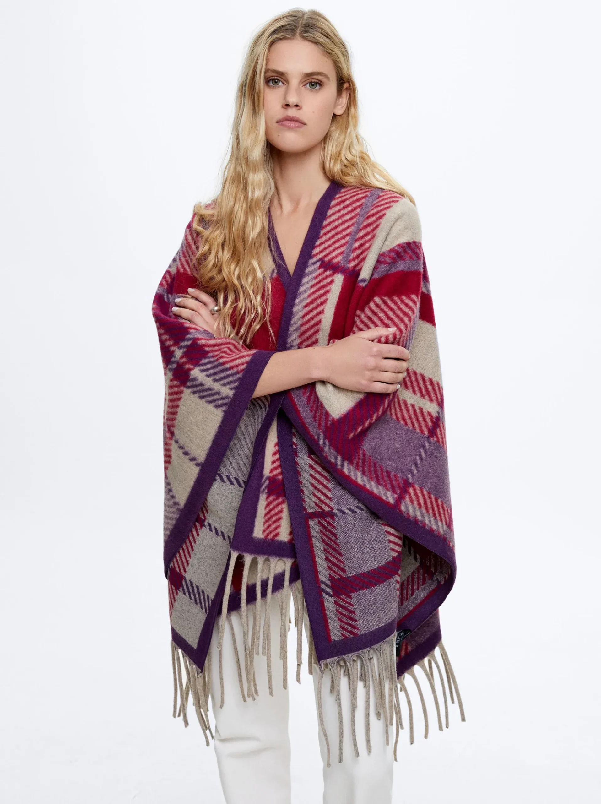 Check Knitted Poncho|Parfois Clearance