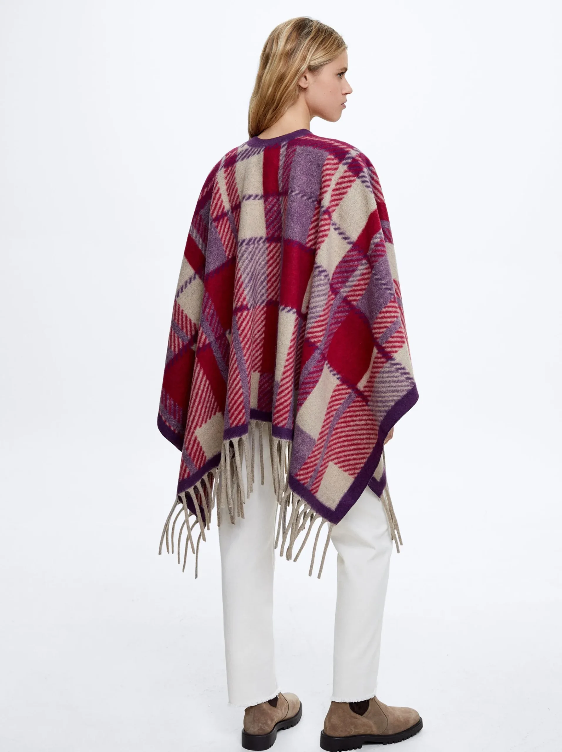 Check Knitted Poncho|Parfois Clearance