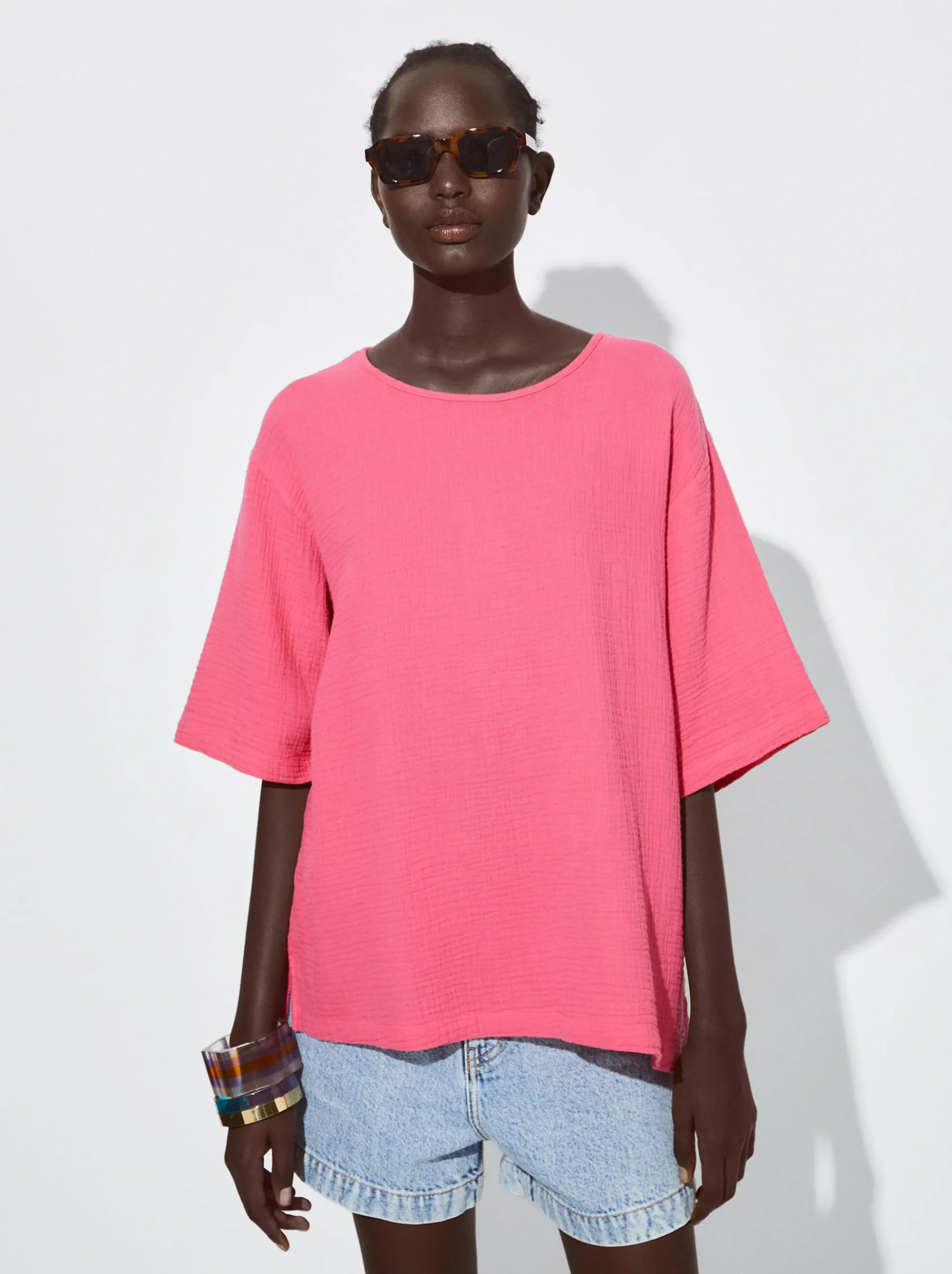 Cotton Textured T-Shirt|Parfois Online