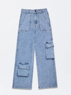 Denim Cargo Trousers|Parfois Shop