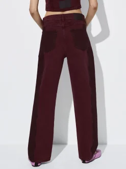 Denim Colour Block Pants|Parfois Outlet