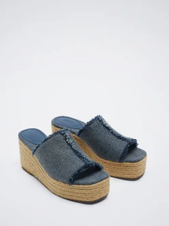Denim Wedge Sandals|Parfois Cheap