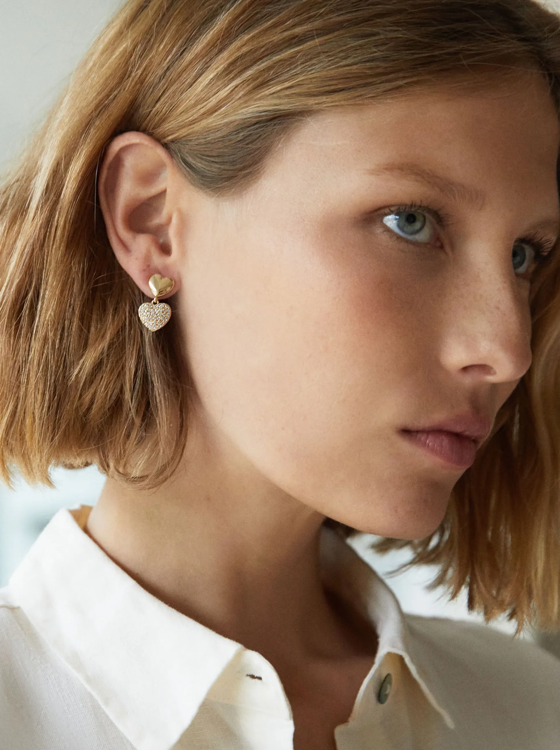 Earrings With Heart And Zirconia|Parfois Flash Sale
