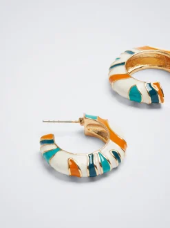 Enamel Hoop Earrings|Parfois Shop