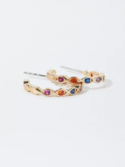 Hoop Earrings With Cubic Zirconia|Parfois Best Sale