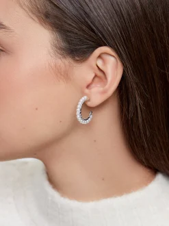 Hoop Earrings With Pearls|Parfois Clearance