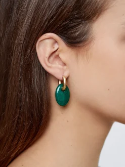 Hoop Earrings With Semiprecious Stone|Parfois Discount