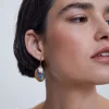 Hoop Earrings With Stone And Resin|Parfois Discount