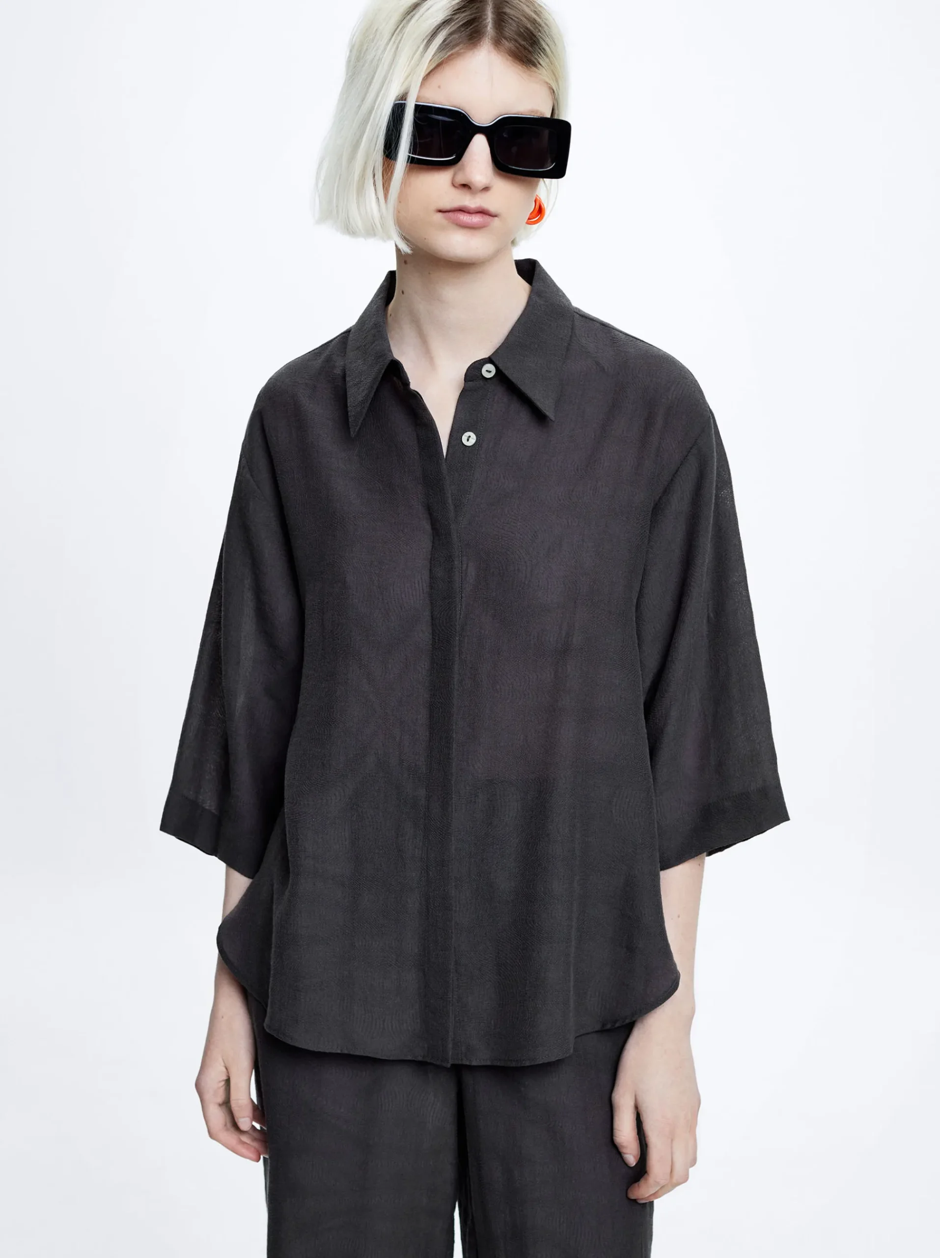 Jacquard Short-Sleeved Shirt|Parfois Best Sale
