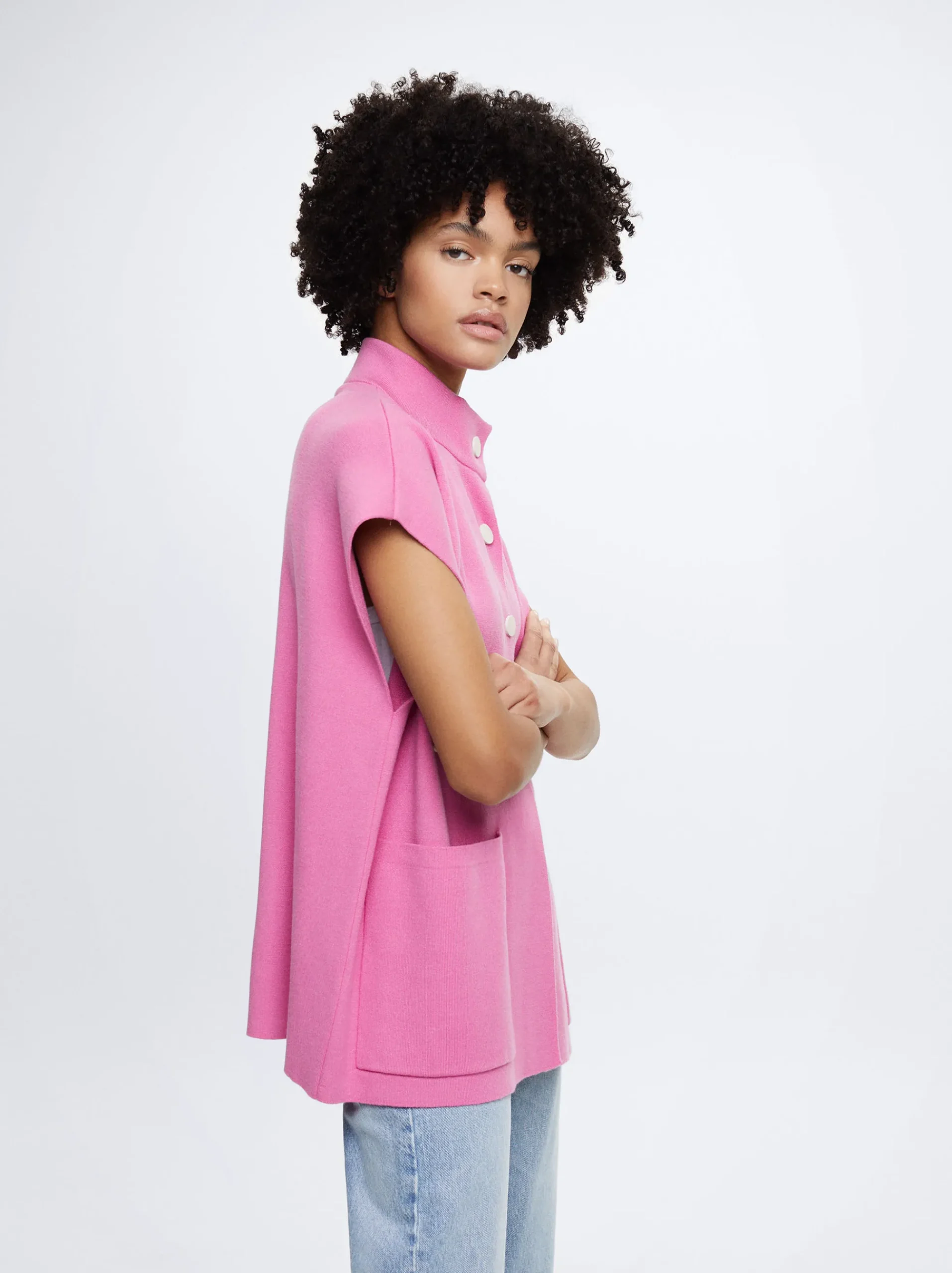 Knit Short-Sleeved Poncho|Parfois Flash Sale