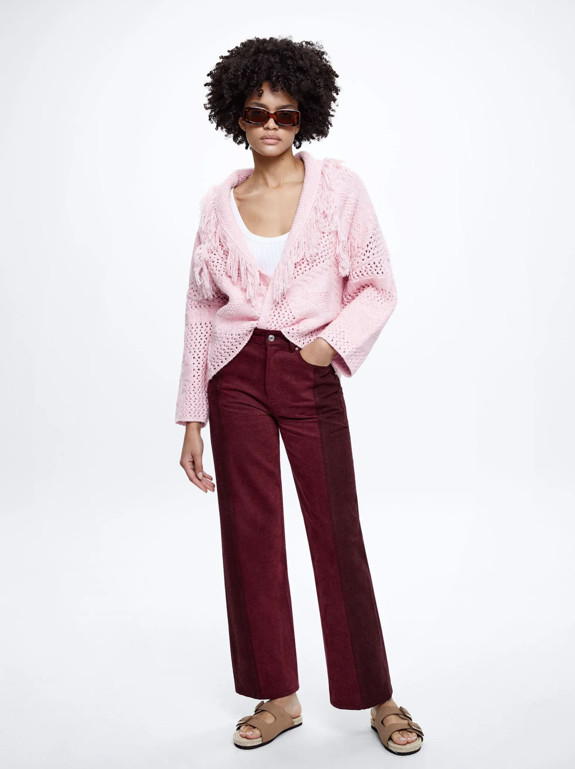 Knitted Cardigan With Fringes|Parfois Clearance