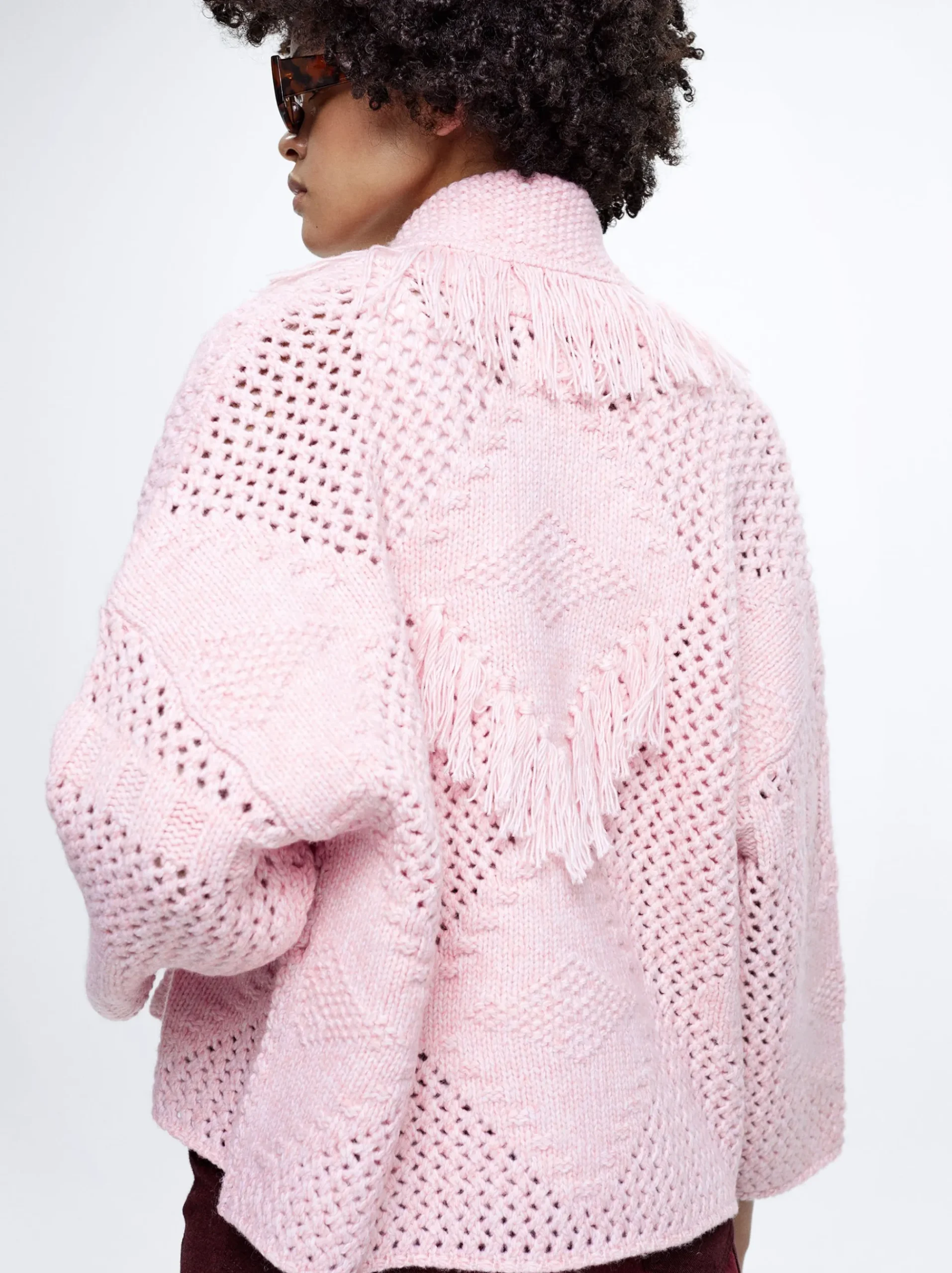 Knitted Cardigan With Fringes|Parfois Clearance
