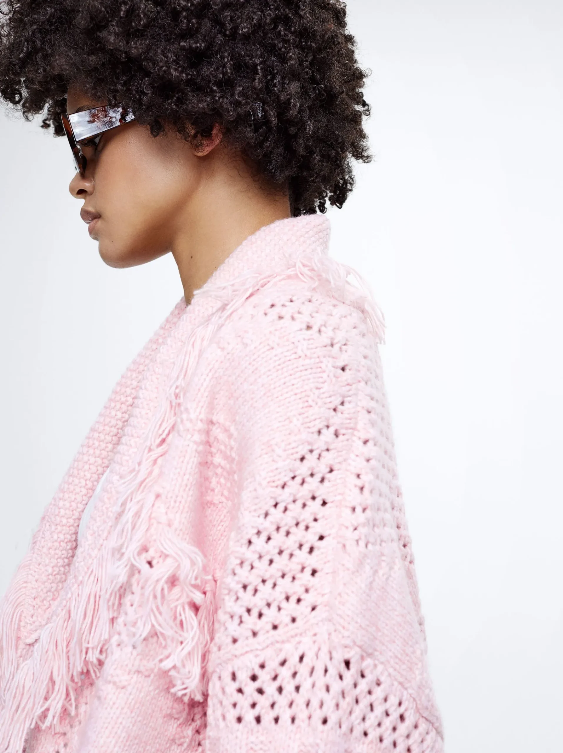 Knitted Cardigan With Fringes|Parfois Clearance