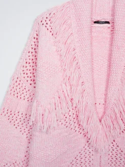 Knitted Cardigan With Fringes|Parfois Clearance