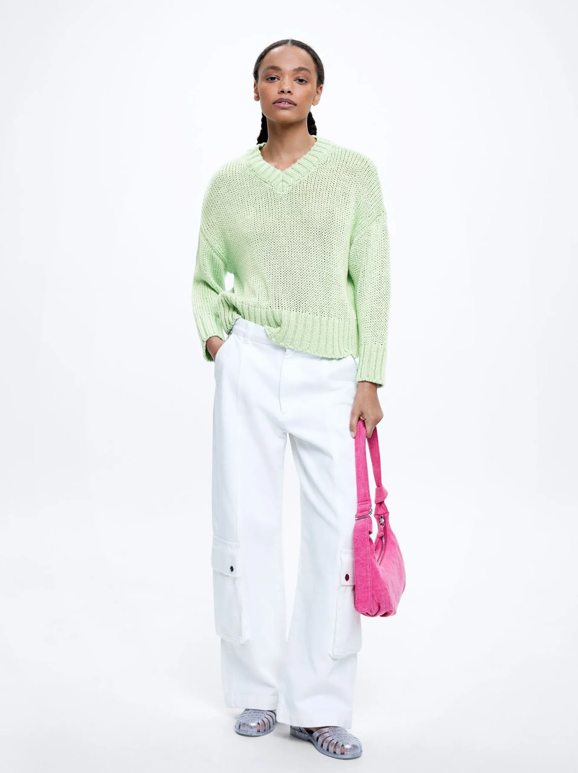 Knitted V-Neck Sweater|Parfois New