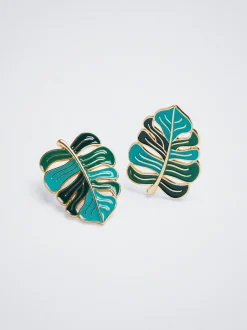 Leaf Earrings With Enamel|Parfois Store