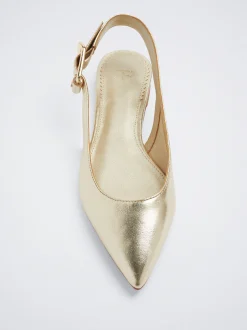 Leather Slingback Ballerinas|Parfois Flash Sale