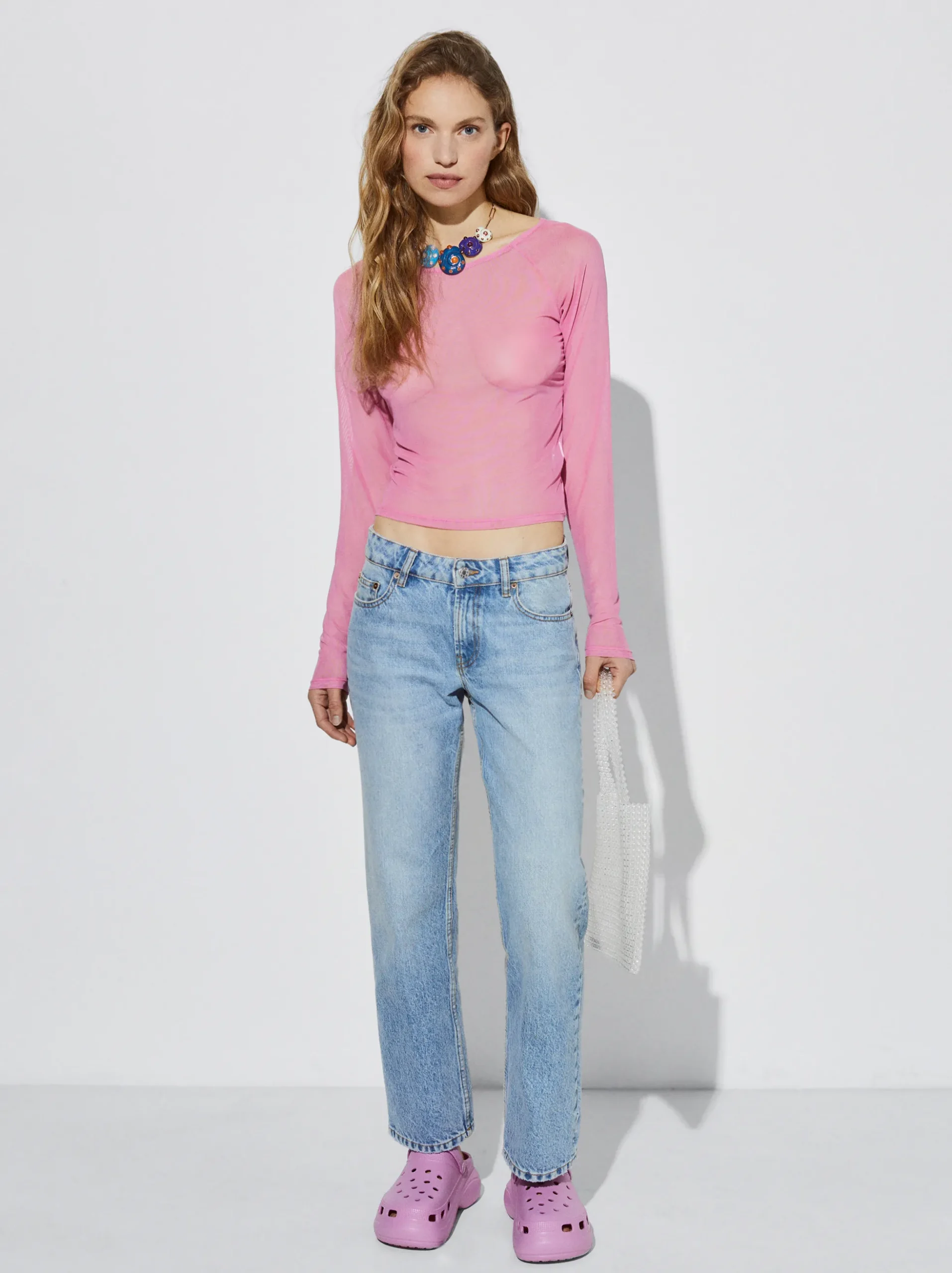 Long Sleeve Mesh Top|Parfois Clearance