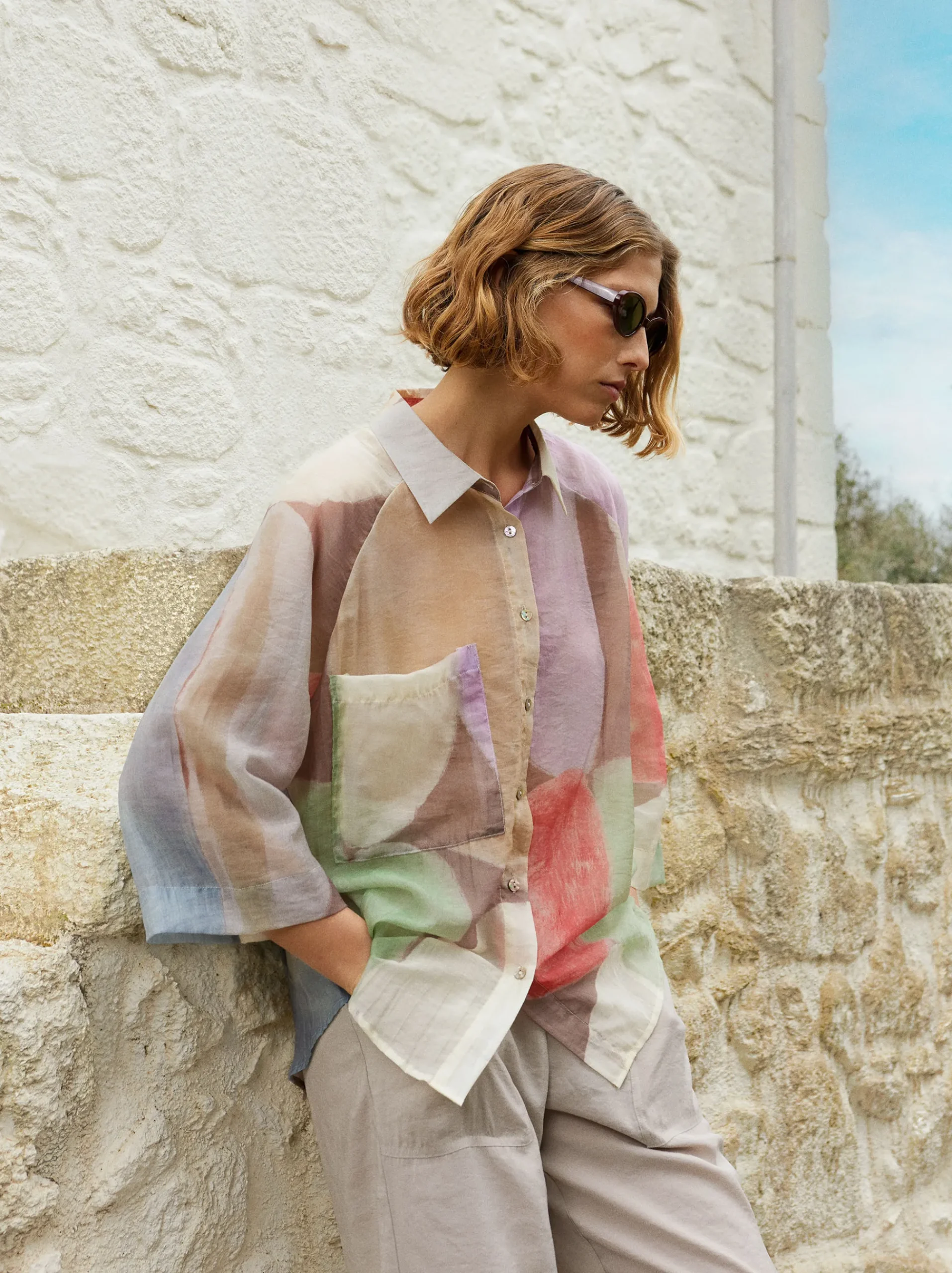Lyocell Geometric Printed Shirt|Parfois Sale