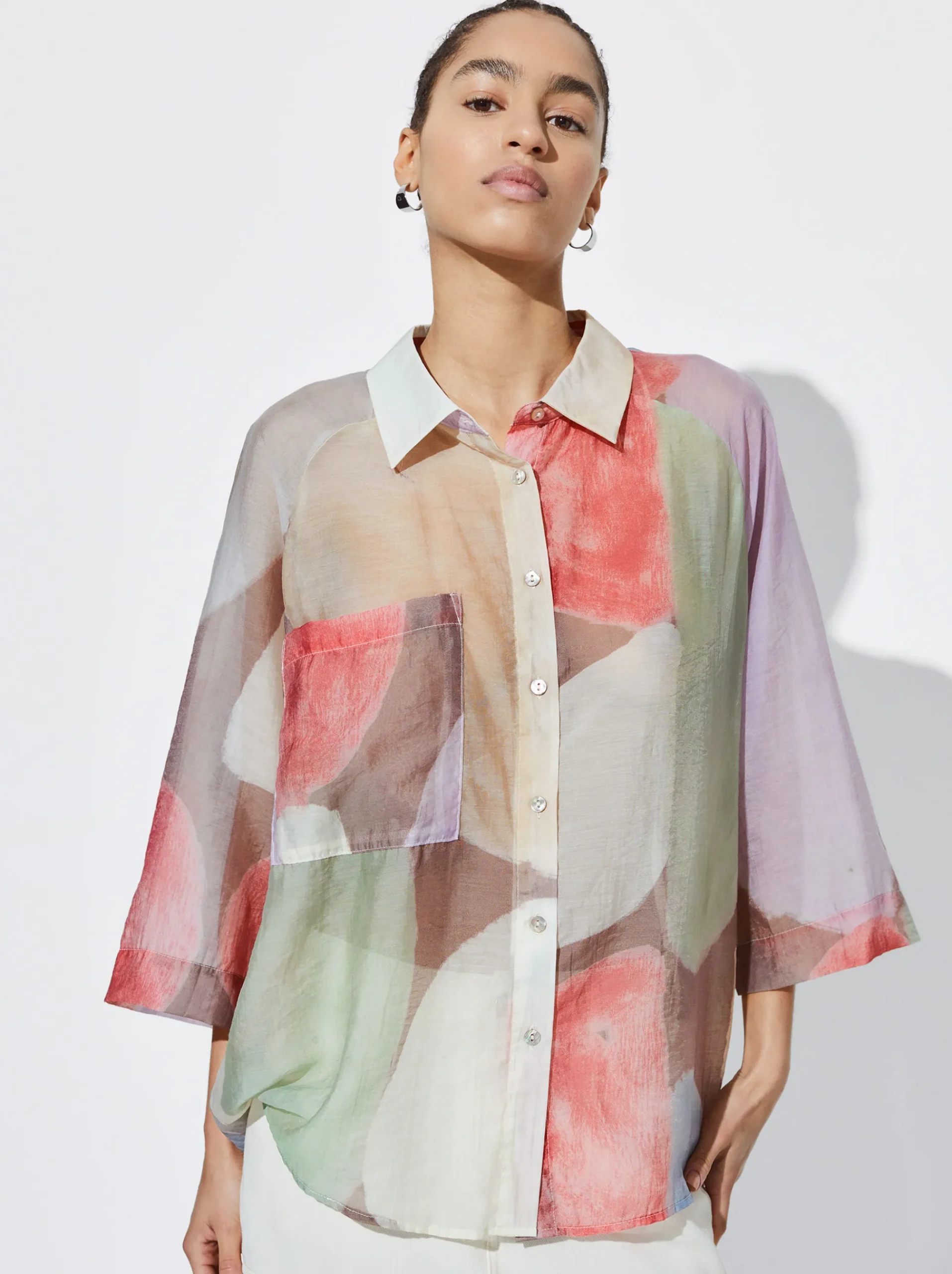 Lyocell Geometric Printed Shirt|Parfois Sale
