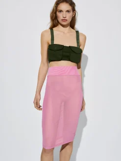 Midi Skirt With Elastic Waistband|Parfois Clearance
