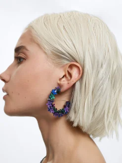 Multicolour Beaded Hoop Earrings|Parfois Best Sale