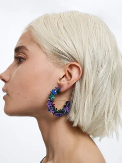 Multicolour Beaded Hoop Earrings|Parfois Clearance