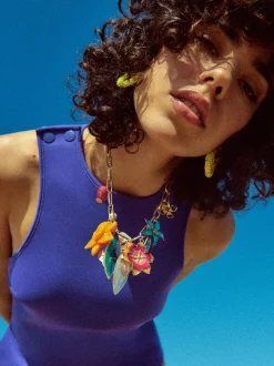 Multicoloured Necklace With Flowers|Parfois Cheap