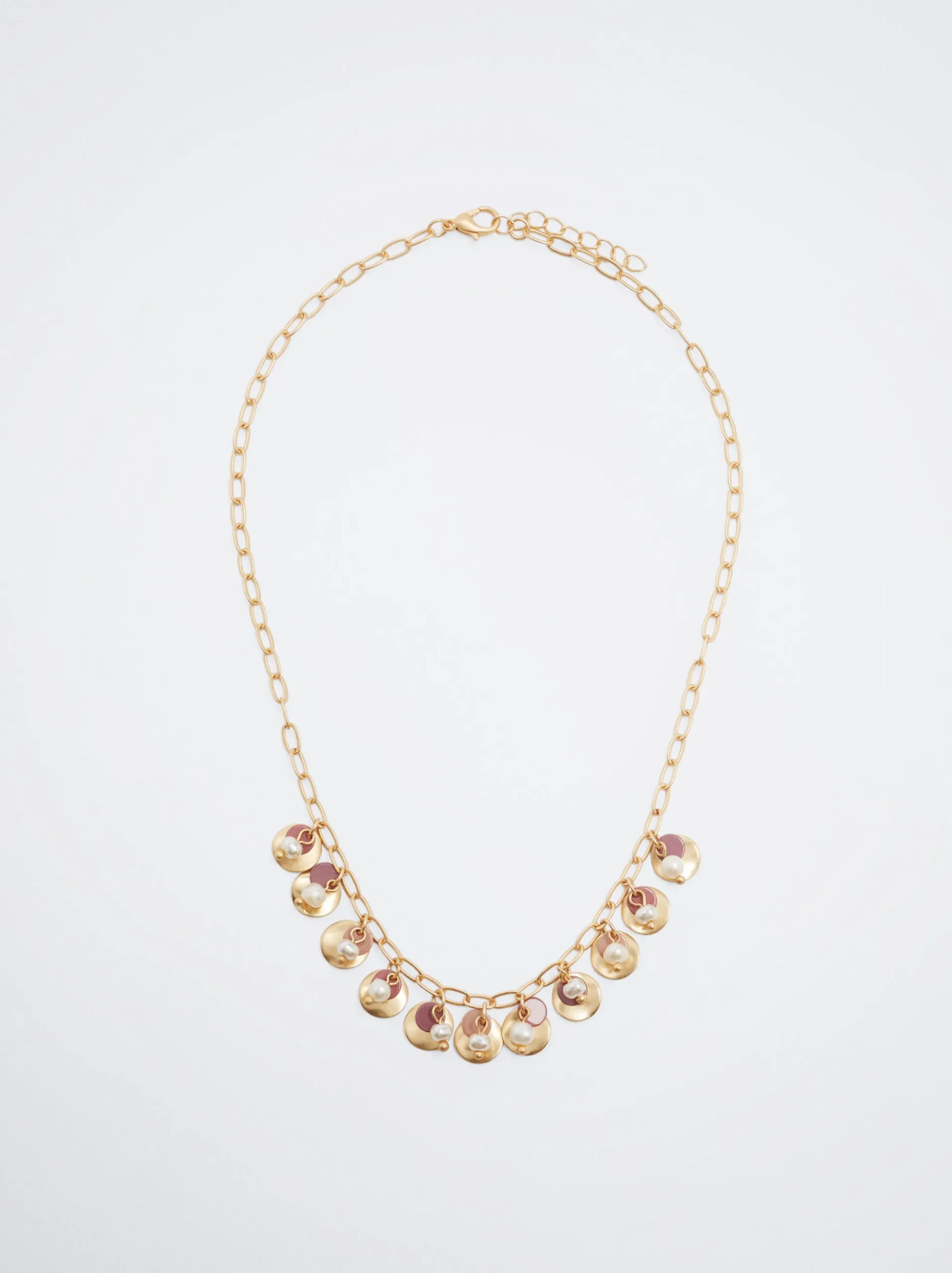 Necklace With Medals And Freshwater Pearl|Parfois Shop