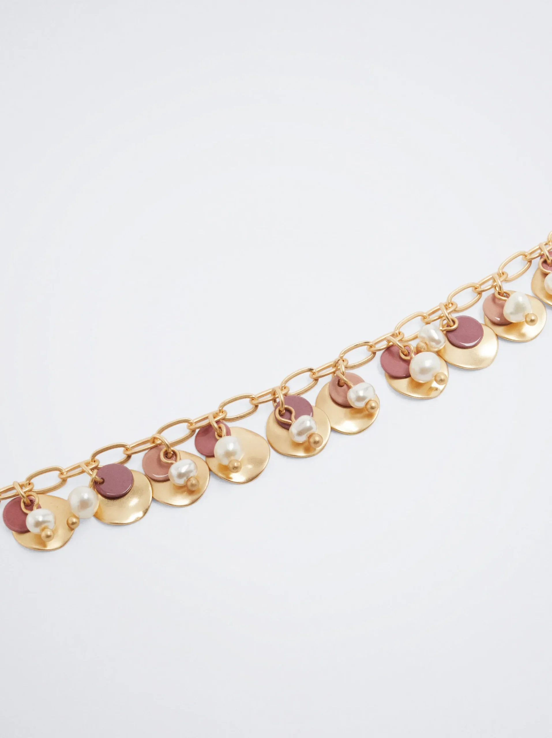 Necklace With Medals And Freshwater Pearl|Parfois Shop