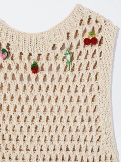 Open Knit Vest With Appliqus|Parfois Online