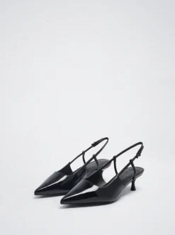 Patent Finish Slingback High Heel Shoes|Parfois Flash Sale