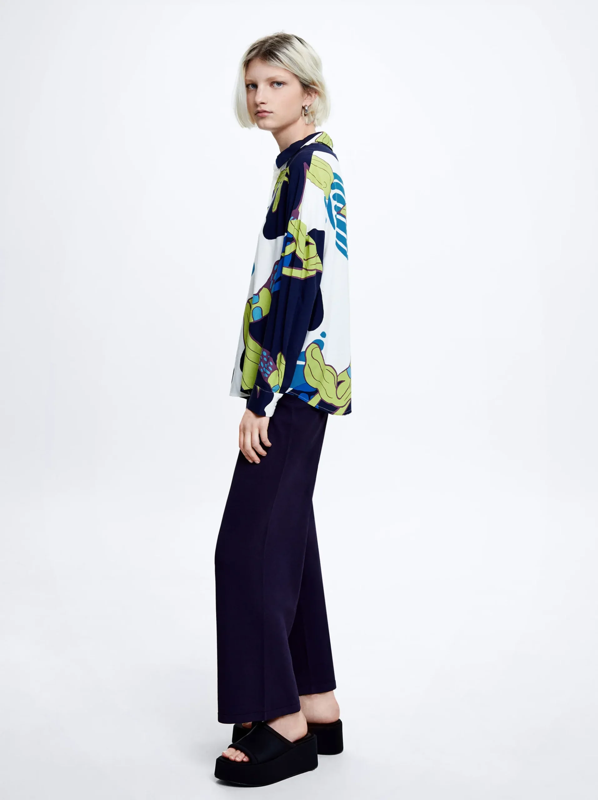 Printed Loose-Fitting Shirt|Parfois Fashion