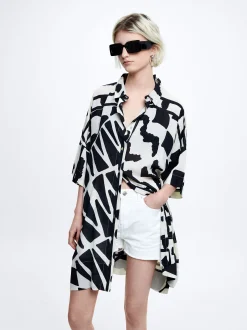 Printed Modal Shirt Dress|Parfois Cheap