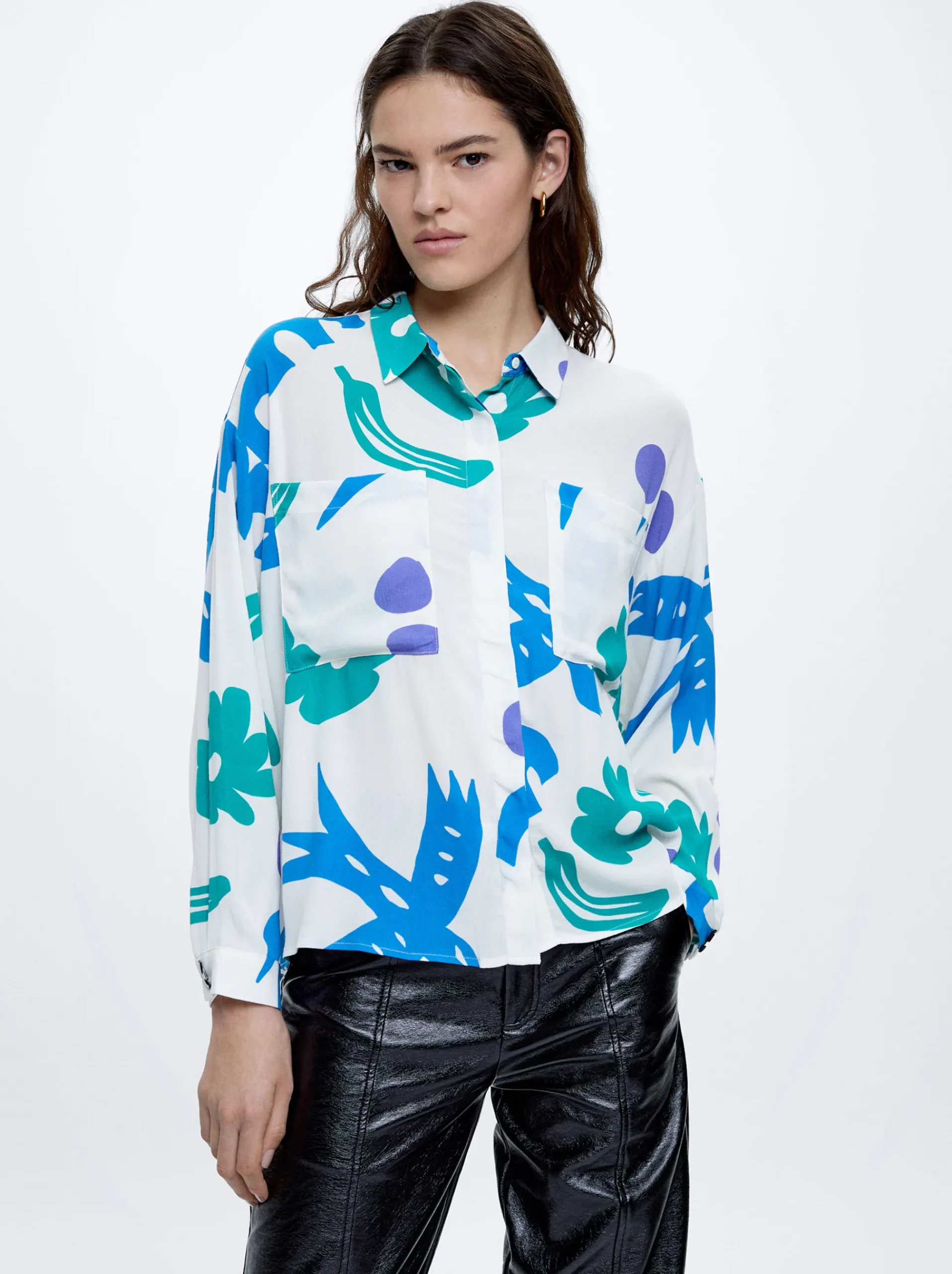 Printed Shirt With Pockets|Parfois Shop