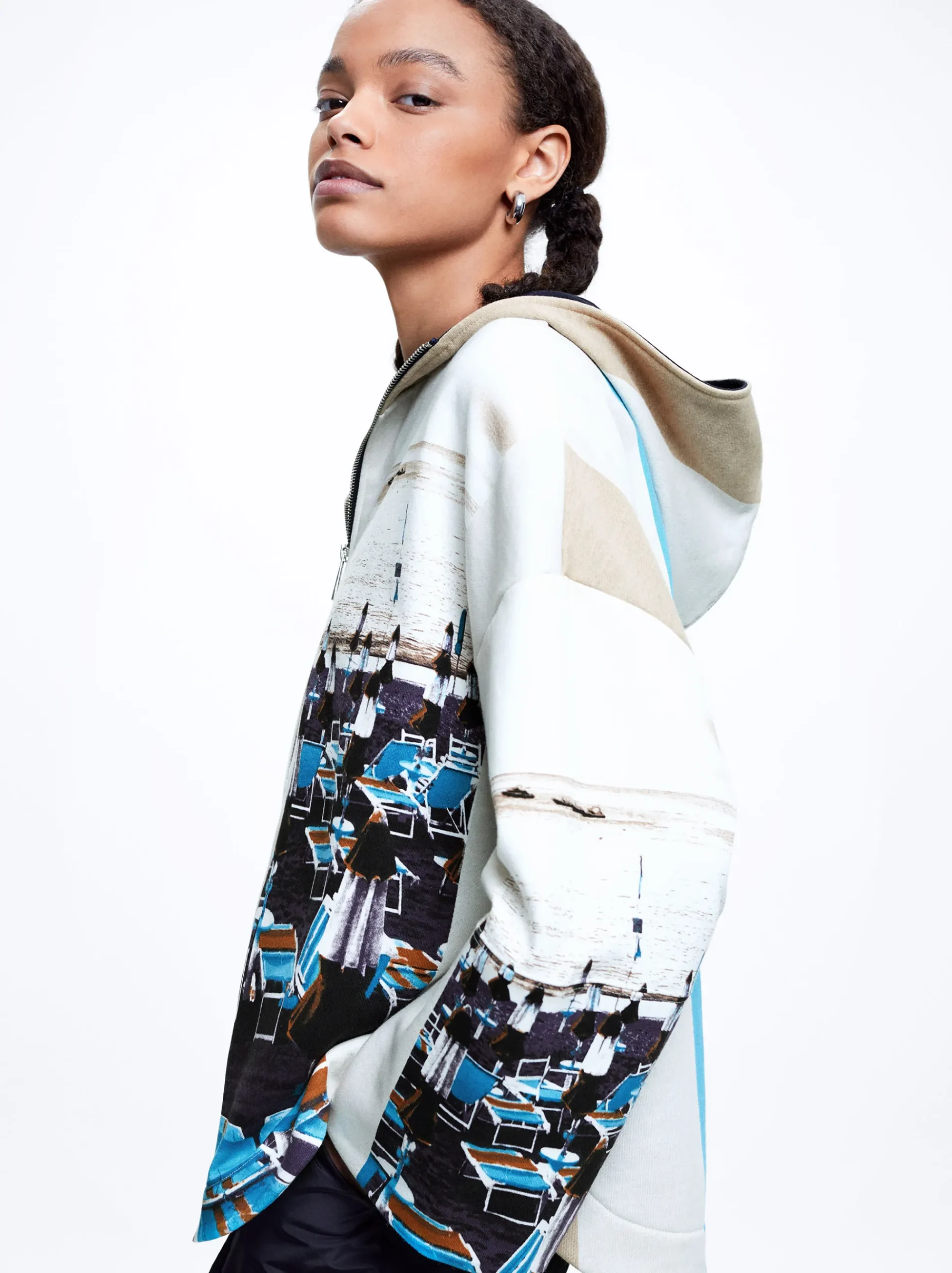 Printed Sweater With Hood|Parfois Shop