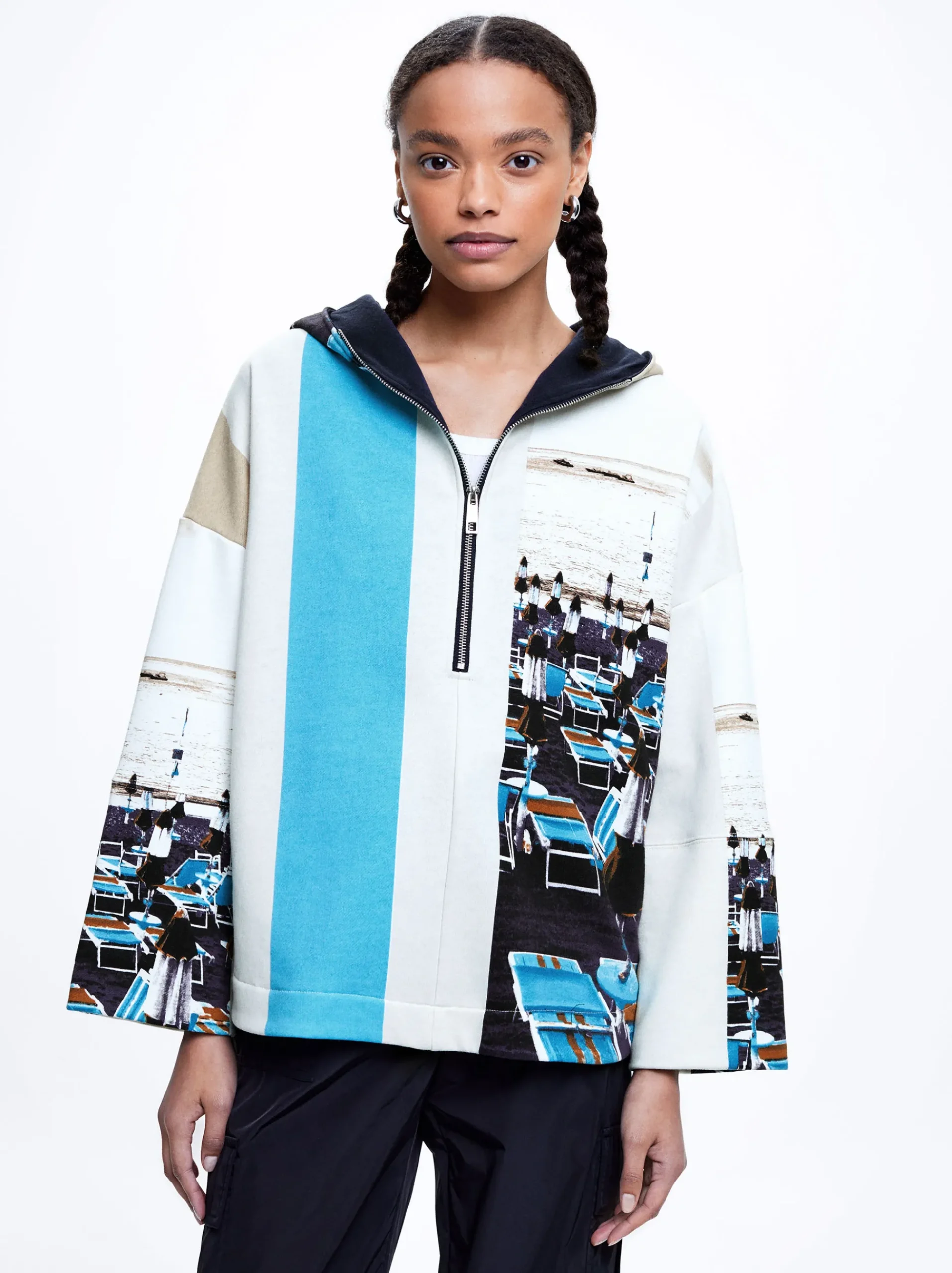 Printed Sweater With Hood|Parfois Shop